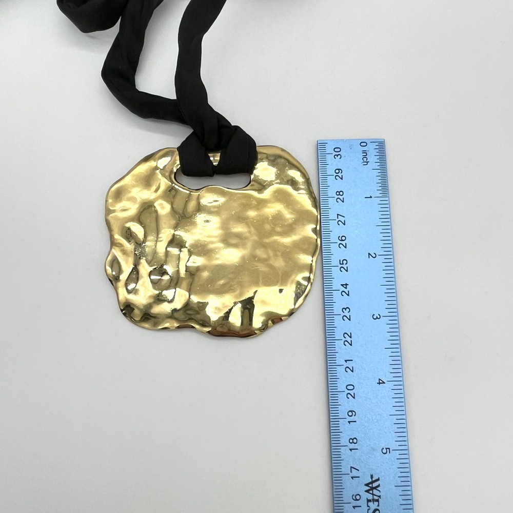 80s Huge Pauline Trigere Haute Couture Gold Tone‎ Silk Tie Statement Necklace - Picture 7 of 7
